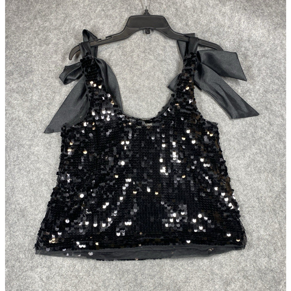Maeve Bouse Womens Small Black Sleeveless Sequin Bow Tie Straps Hoilday - Picture 11 of 11
